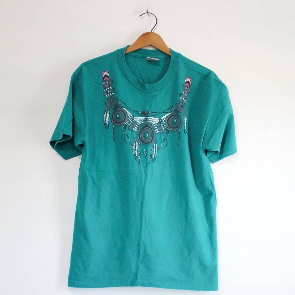 Vintage Native American Indian Necklace T Shirt Large